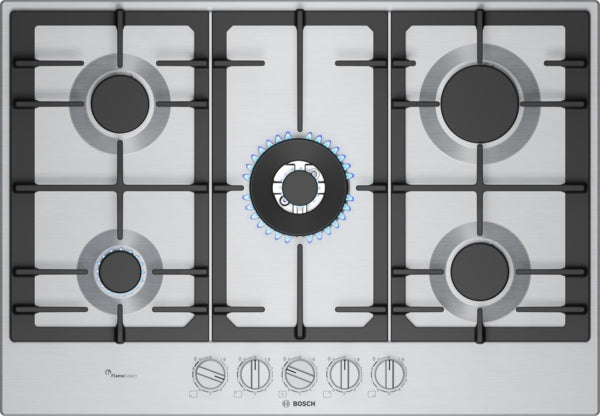 PCQ7A5I90 Bosch Series 6, Gas hob, 75 cm, Stainless steel