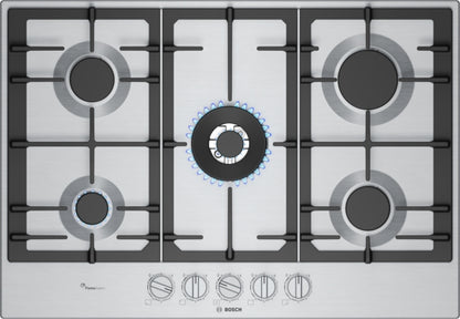 PCQ7A5I90 Bosch Series 6, Gas hob, 75 cm, Stainless steel