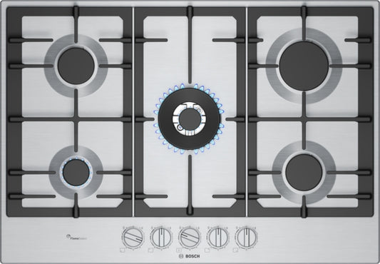 PCQ7A5I90 Bosch Series 6, Gas hob, 75 cm, Stainless steel