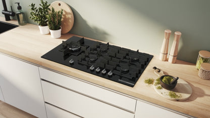 PPM9A6I40 Bosch Series 6, Gas hob, 90 cm, Tempered glass, Black